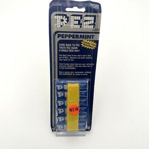 PEZ 6 Peppermint Regulars from 1995 with Yellow Dispenser Vintage NEW!!!